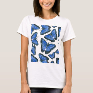 T-shirt Modèle motif de papillon bleu morpho