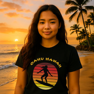 T-shirt Modèle Sunset Retro de la fille de surfer