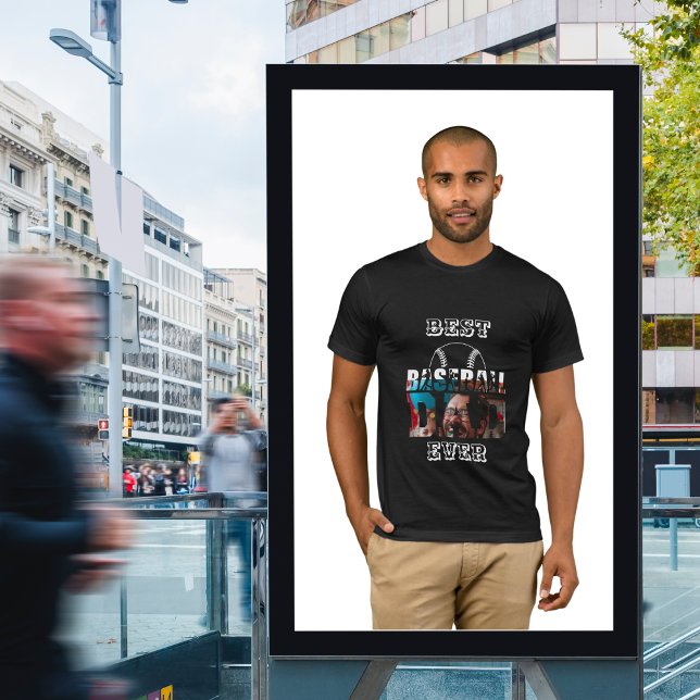 T-shirt Modem cool Photo Noir Meilleur Baseball Papa Jamai (Créateur téléchargé)