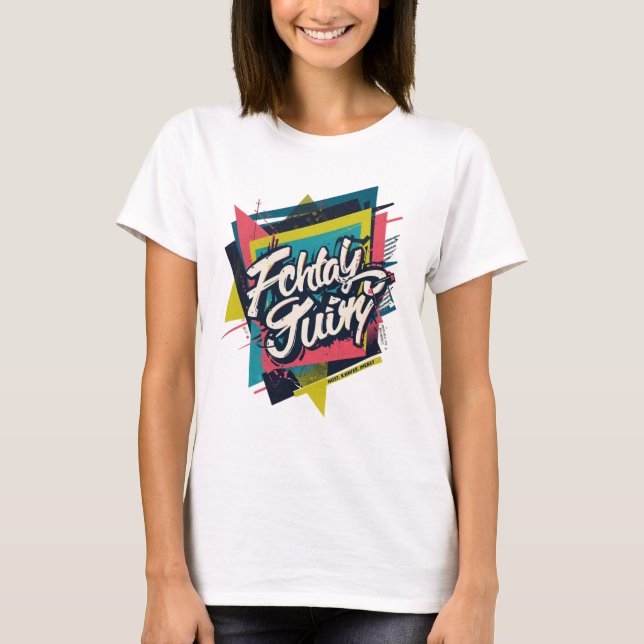 T-shirt Modern Retro Abstract Tee – Chartreuse Design (Devant)