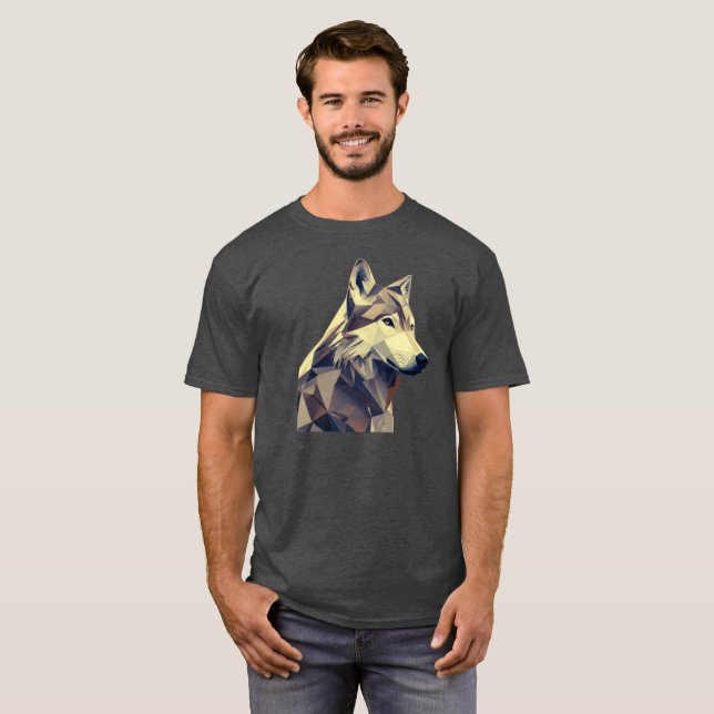 T-shirt Modern Wilderness: Abstract Geometric Wolf Design (Devant entier)