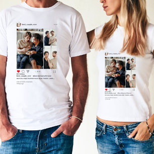 T-shirt Moderne 3 Photo Collage Meilleur Couple Jamais Ins
