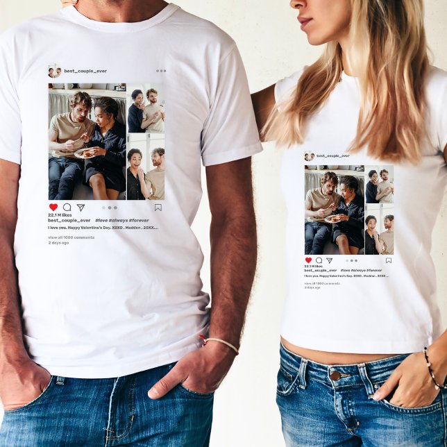 T-shirt Moderne 3 Photo Collage Meilleur Couple Jamais Ins (Créateur téléchargé)