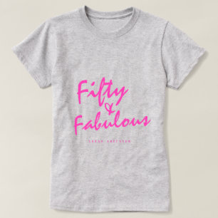 T-shirt Moderne 50 Fabuleux Nom personnalisé 50e anniversa