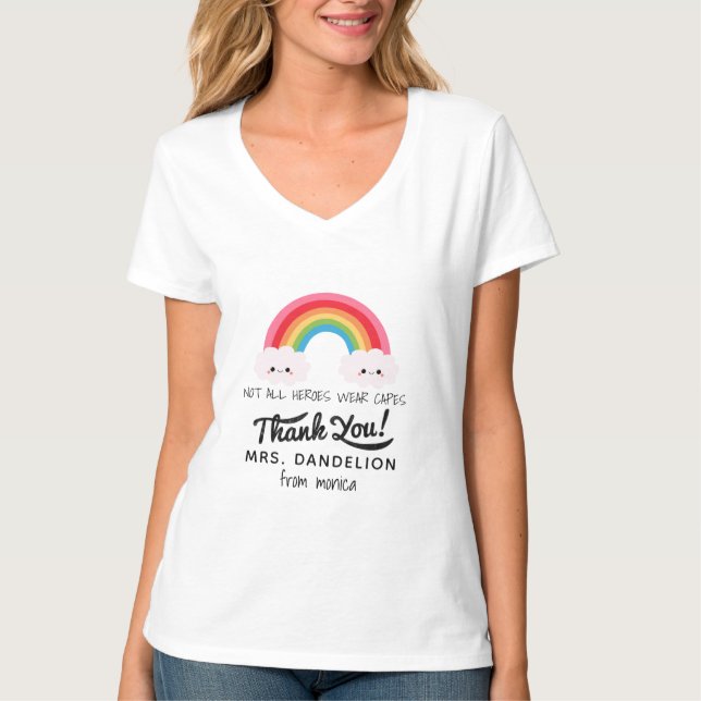 T-shirt Moderne aquarelle arc-en-ciel professeur merci cad (Devant)