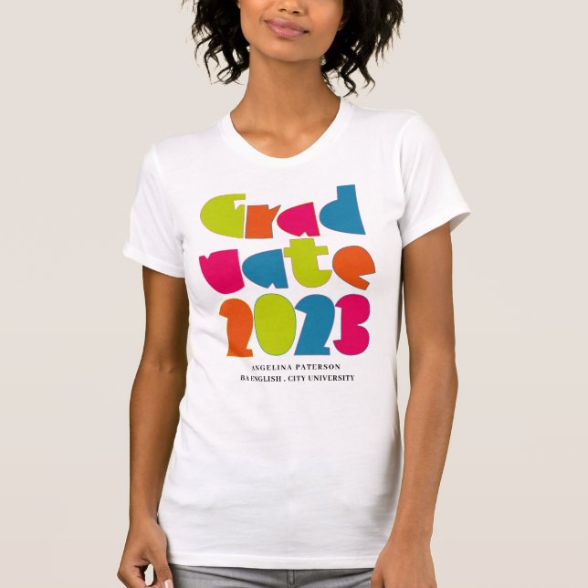 T-shirt Moderne brillant couleur Lettering Graduate 2023 (Devant)