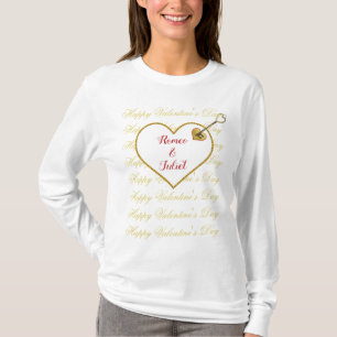 T-shirt Moderne Cute Coeur Rouge Script Couple Valentines