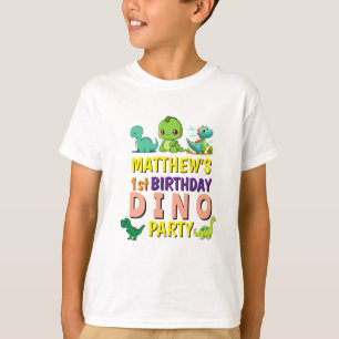 T-shirt Moderne Cute Dino Dinosaur Fête d'anniversaire des