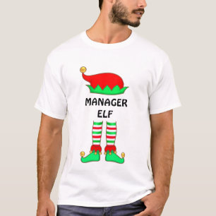 T-Shirt Moderne de Lutin de Gestionnaire de Noël