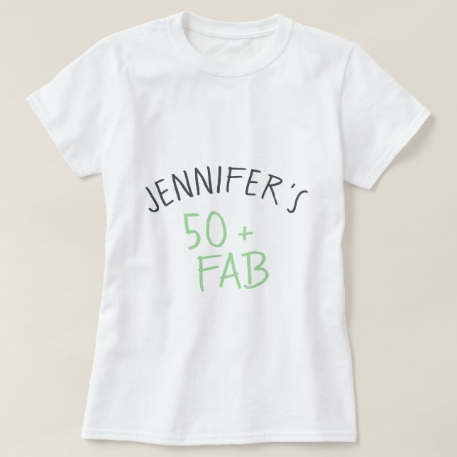 T-shirt Moderne Décontracté vert noir 50 Fabuleux annivers (Design devant)