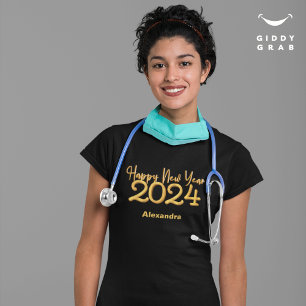 T-shirt Moderne Elegant Bonne Année 2024 Noir