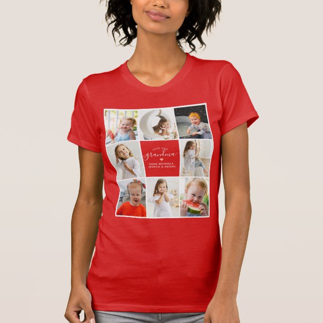 T-shirt Moderne Elegant Love You Grandma Collage 8-Photo (Devant)