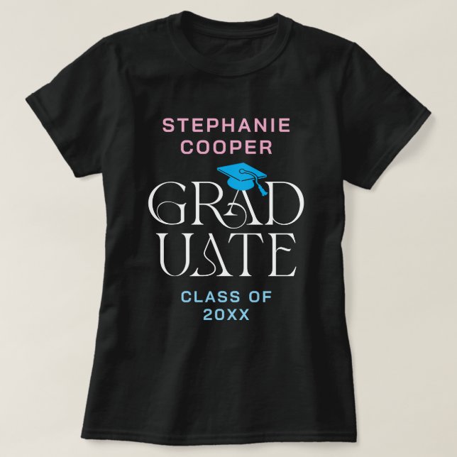 T-shirt Moderne Élégant Nom du diplômé 2025 Graduation (Design devant)