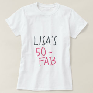 T-shirt Moderne élégant rose chaud noir 50 Fabuleux annive
