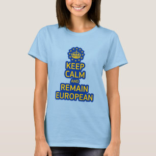 T-shirt Moderne Jaune Bleu Garder calme Couronne Art europ