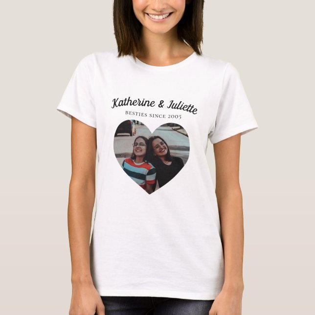 T-shirt Moderne Meilleur Ami Cute Photo Amitié Keepsaké (Devant)