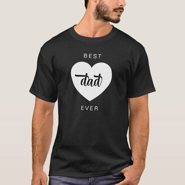 T-shirt Moderne Meilleur Papa Jamais Coeur Noir (Devant)