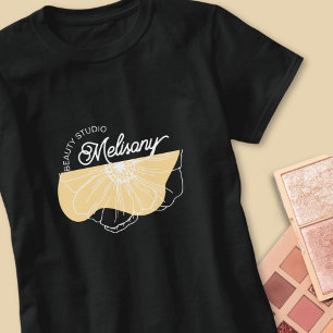 T-shirt Moderne minimaliste Élégant Or Floral Line Art