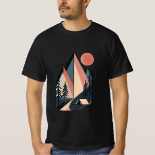 T-shirt Moderne Minimaliste Géométrique Montagne Camp Exté