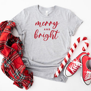 T-shirt Moderne Rouge Noël Femme Joyeux et Lumineux
