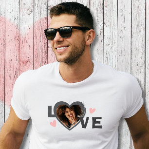T-shirt Moderne Simple Coeur d'Amour Photo Personnalisé