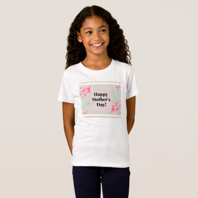 T-Shirt Moderne simple Floral Joyeux Fête des mères Enfant (Devant entier)