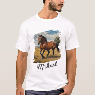 T-shirt Moderne Tendance Personnalisé Photo de Cheval et T