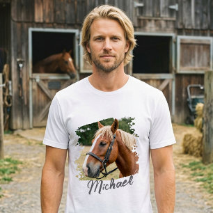 T-shirt Moderne Tendance Personnalisé Photo de Cheval et T