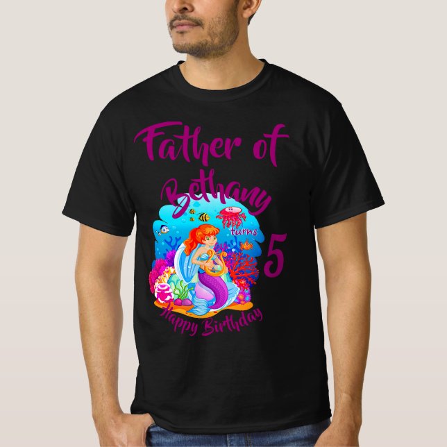 T-shirt Modifier le nom d'âge Mermaid Anniversaire Fête Pe (Devant)