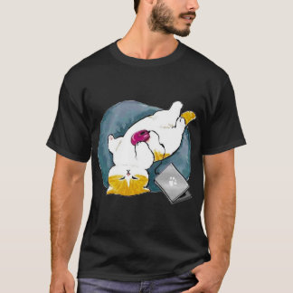 T-shirt mofusée et drôle de chat qui dort