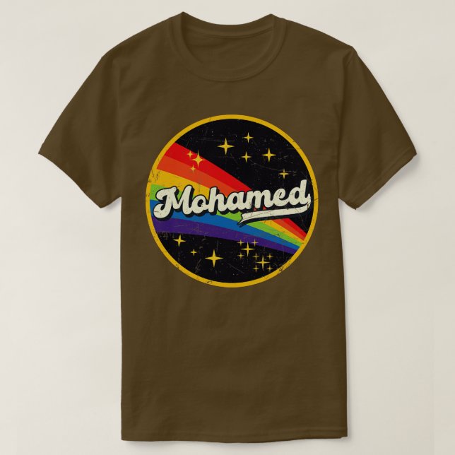 T-shirt Mohamed Arc-en-ciel dans l'espace GrungeStyle Vint (Design devant)