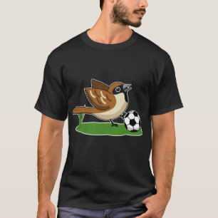 T-shirt Moineau de dessin animé mignon jouant au football