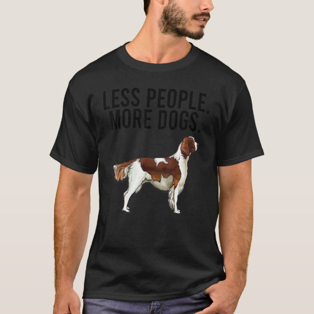 T-shirt Moins de gens Plus de chiens Irlandais Rouge Blanc (Devant)
