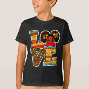 T-shirt Moins d'Histoire de Noir Amour Afro Filles Enfant