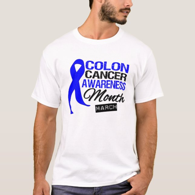 T-shirt Mois de conscience de cancer du colon de ruban (Devant)