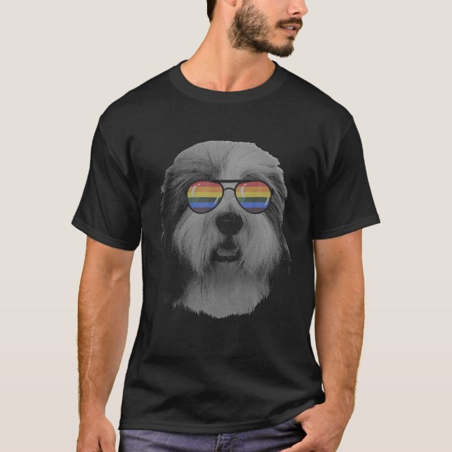 T-shirt Mois de la fierté Vieux anglais Sheepdog Rainbow D (Devant)