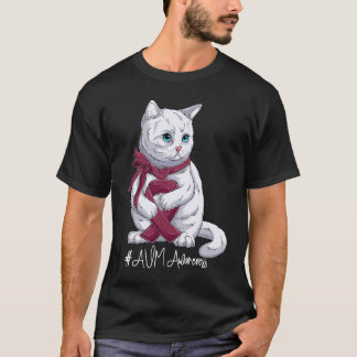 T-shirt Mois de la sensibilisation à l'AVM Ruban Bourgogne