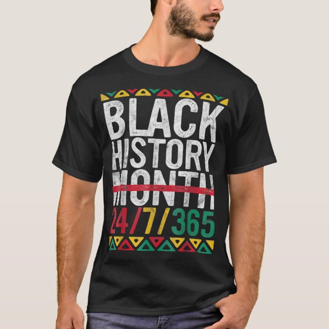 T-shirt Mois de l'histoire des Noirs 24 7 365 Afro African (Devant)