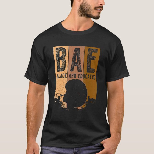 T-shirt Mois de l'histoire des Noirs BAE Noir et instruit  (Devant)