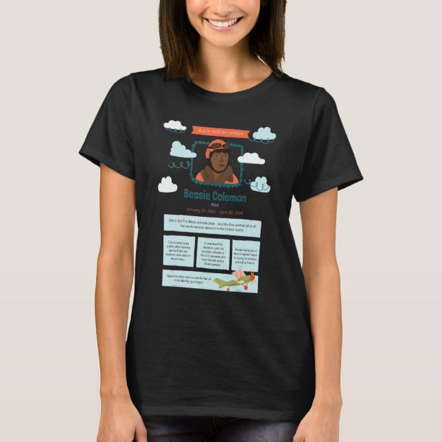 T-shirt Mois de l'histoire des Noirs Bessie Coleman Pilot (Devant)