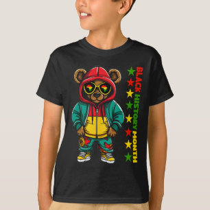 T-shirt Mois de l'histoire des Noirs Hip Hop Ours mignon A