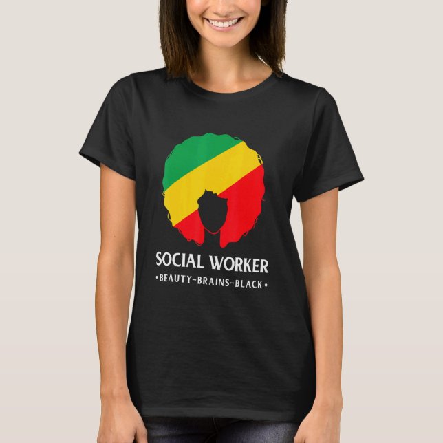 T-shirt Mois de l'histoire des Noirs Travailleur social Af (Devant)