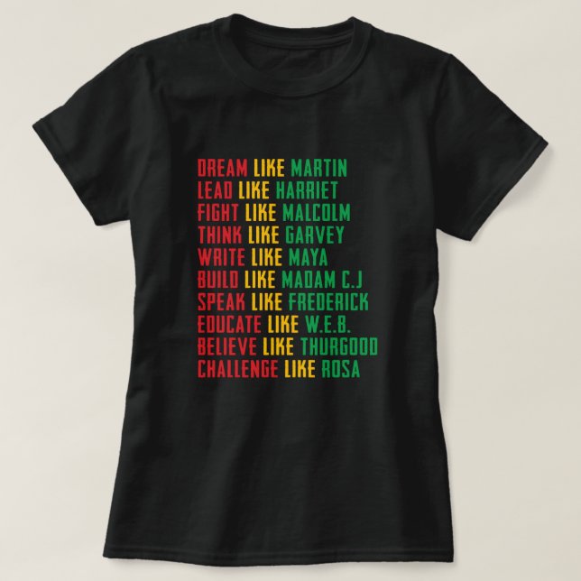 T-shirt Mois de l'histoire noire, rêve comme Martin T-Shir (Design devant)