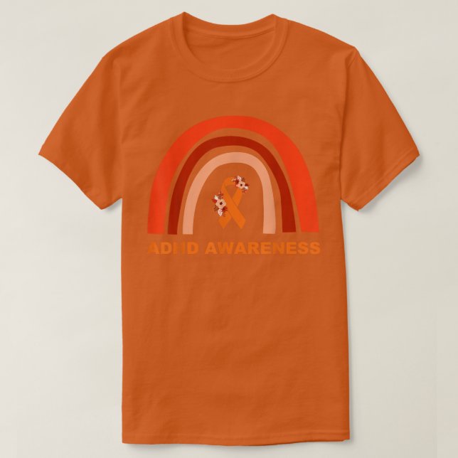 T-shirt Mois de sensibilisation à la TDAH Je porte orange  (Design devant)