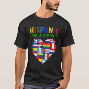 T-shirt Mois du patrimoine hispanique Drapeaux cardiaques 