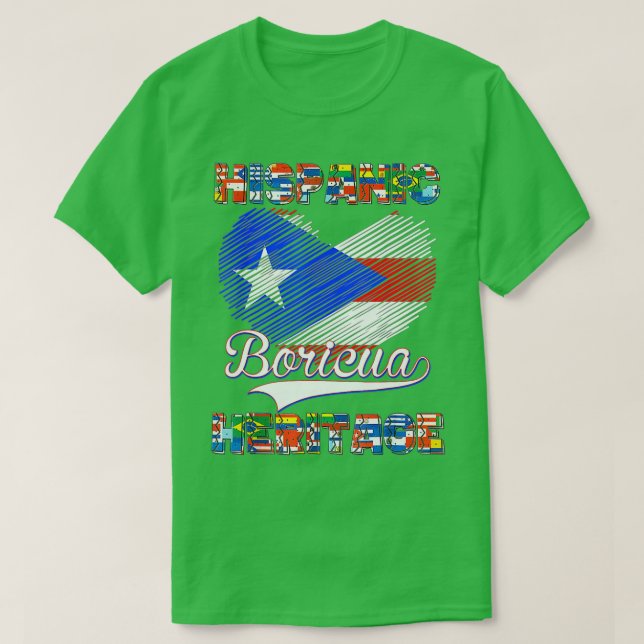 T-shirt Mois du patrimoine hispanique national Porto Rico  (Design devant)