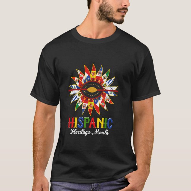 T-shirt Mois du patrimoine hispanique, pays hispaniques dr (Devant)