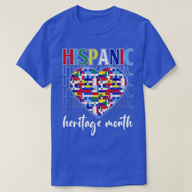 T-shirt Mois du patrimoine hispanique Pays latinos Coeur F (Design devant)