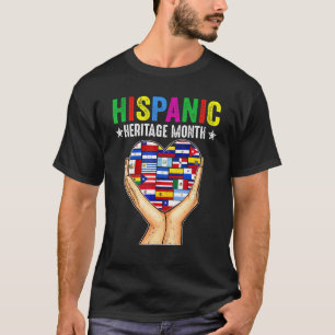 T-shirt Mois du patrimoine hispanique Tous les pays Coeur