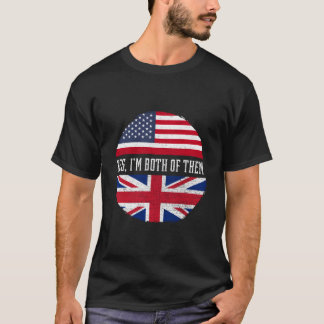 T-shirt Moitié Américain Moitié Britannique Drapeau États-
